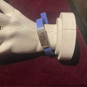 Speak Out Bracelet Purple‎ Silicone Silver Tone Bar Motivational Jewelry